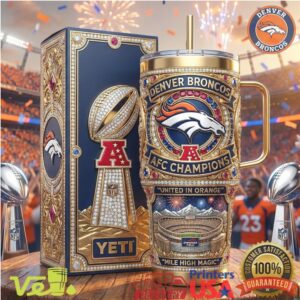 Denver Broncos AFC Champions United In Orange Mile High Magic Football 40oz Stainless Steel Insulated Tumbler