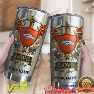 Denver Broncos Custom Name Luxury Shield Edition 40oz Stainless Steel Tumbler