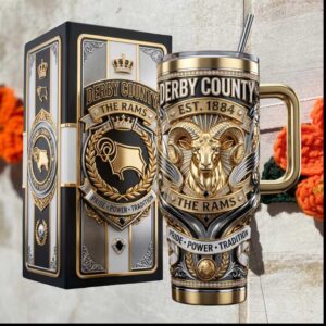 Derby County The Rams Est 1884 Pride Power Tradition Stainless Steel Insulated Tumbler