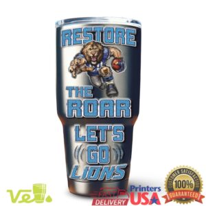 Detroit Lions Restore The Roar NFL Football Vintage Gameday Fans Gift Stainless Steel Insulated Tumbler