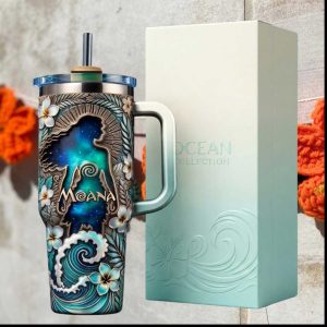 Disney Moana Ocean Collection Floral Silhouette Tropical 40oz Tumbler