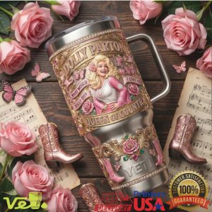 Dolly Parton Queen of Country Bless Your Heart Pink Butterfly Tumbler