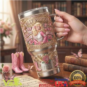 Dolly Parton Queen of Country Bless Your Heart Pink Butterfly Tumbler