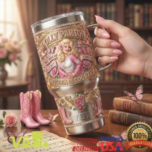 Dolly Parton Queen of Country Bless Your Heart Pink Rose 40oz Tumbler