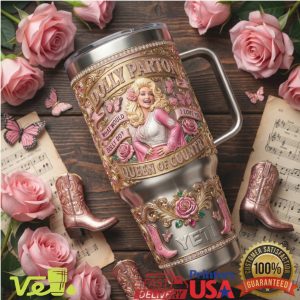 Dolly Parton Queen of Country Bless Your Heart Pink Rose 40oz Tumbler