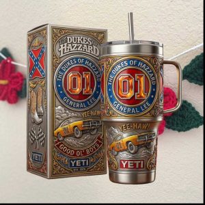 Dukes of Hazzard General Lee 01 Racing 3D Embossed Steel Tumbler