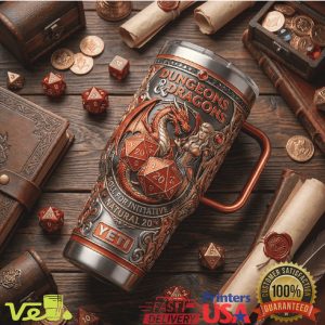 Dungeons Dragons Natural 20 Red Dragon Embossed 40oz Gaming Tumbler