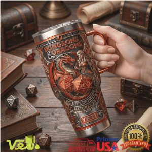 Dungeons Dragons Natural 20 Red Dragon Embossed 40oz Gaming Tumbler