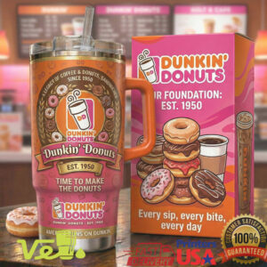 Dunkin' Donuts Time to Make the Donuts Retro 40oz Tumbler with Handle