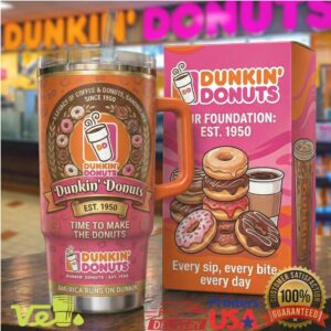 Dunkin' Donuts Time to Make the Donuts Retro 40oz Tumbler with Handle