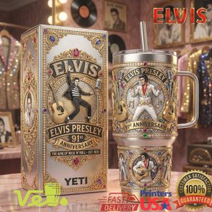 Elvis Presley 91st Anniversary Limited Edition Gold Embossed 40oz Tumbler