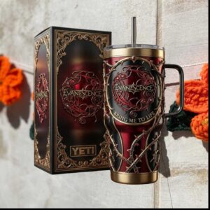 Evanescence Bring Me To Life Rock Band Gothic Rose Vine Stainless Steel Insulated Tumbler