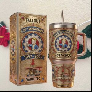 Fallout 30th Anniversary 1997 2027 Vault Tec Red Rocket Station Brick Edition Gamer Gift Tumbler