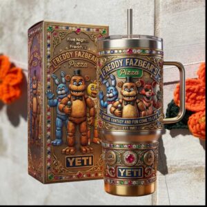 Five Nights At Freddy's Fazbear Pizza Est 1987 Horror Gamer Gift Stainless Steel Insulated Tumbler