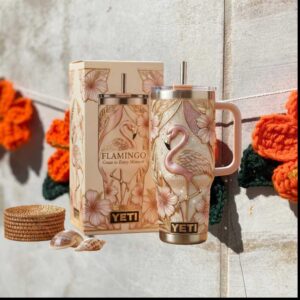 Flamingo Grace in Every Moment Tropical Floral Summer Beach Gift for Her Stainless Steel Insulated Tumbler