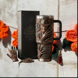 Freddy Krueger Nightmare on Elm Street Never Sleep Horror Movie Stainless Steel Insulated Tumbler