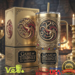 Game of Thrones 15th Anniversary House Targaryen 40oz Gold Collector Tumbler