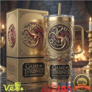 Game of Thrones 15th Anniversary House Targaryen 40oz Gold Collector Tumbler