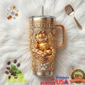Garfield Born To Be Lazy Lasagna Lover Retro Cartoon Fan Gift Tumbler