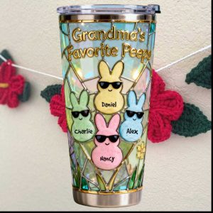 Grandma's Favorite Peeps Personalized Easter Stained Glass Tumbler