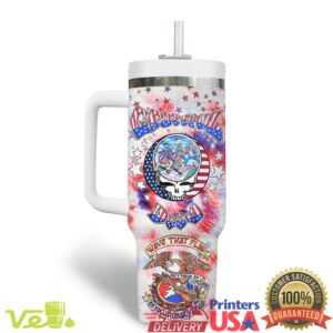 Grateful Dead Red White And Graceful Steal Your Face Retro Fans 40oz Stainless Steel Insulated Tumbler