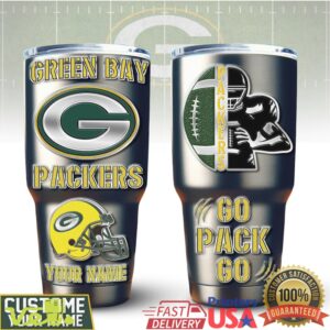 Green Bay Packers Go Pack Go NFL Football Vintage Sports Fans Gift Stainless Steel Insulated Tumbler
