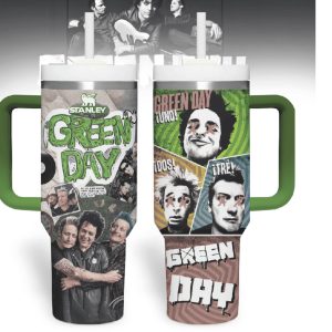 Green Day Punk Rock Band Collage Green & Grey Stanley Tumbler