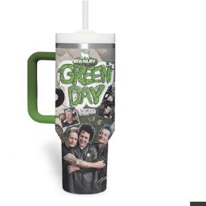 Green Day Punk Rock Band Collage Green & Grey Stanley Tumbler