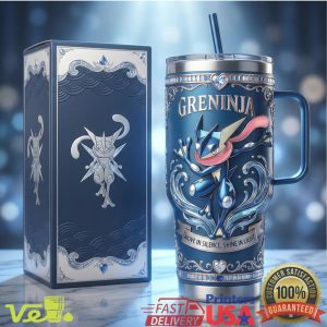 Greninja Pokemon Water Style Custom 40oz Insulated Tumbler with Straw