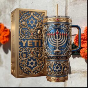 Hanukkah Festival of Lights 2025 Jewish Menorah Tradition Religious Gift Stainless Steel Insulated Tumbler