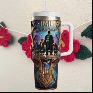 Harry Potter Dad You Are Our Patronus Personalized Kids Names Gifts for Men Tumbler