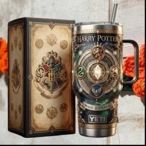 Harry Potter Hogwarts Crest Magic Is Eternal Retro Wizardry Fan Gift 20oz Stainless Steel Insulated Tumbler