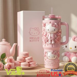 Hello Kitty Kawaii Love Valentine's Day Pink 40oz Insulated Tumbler