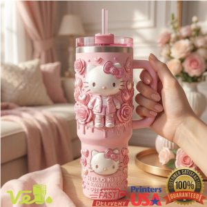 Hello Kitty Kawaii Love Valentine's Day Pink 40oz Insulated Tumbler