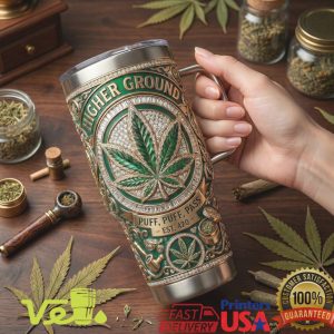 Higher Ground Puff Puff Pass Est 420 Green Cannabis Leaf Lifestyle Tumbler