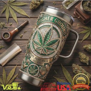 Higher Ground Puff Puff Pass Est 420 Green Cannabis Leaf Lifestyle Tumbler