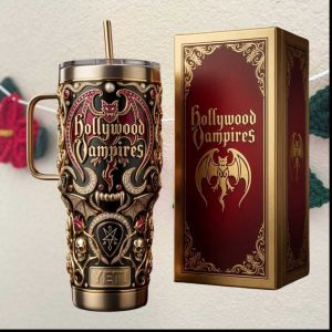 Hollywood Vampires Rock Band Gothic Bat & Skull Jeweled Luxury Tumbler
