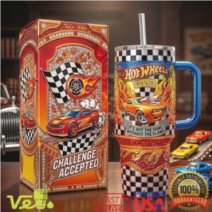 Hot Wheels Est 1968 Flame Challenge Accepted Racing Car Fan Tumbler