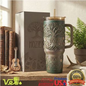Hozier Tree of Life Folk Poet 40oz Tumbler Earthy Green Forest Design