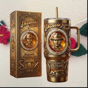 Indiana Jones Raiders of the Lost Ark 45th Anniversary 3D Gold Tumbler