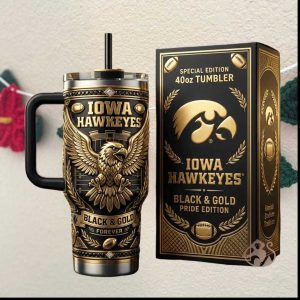 Iowa Hawkeyes Black & Gold Pride Special Edition 40oz Tumbler with Eagle Design