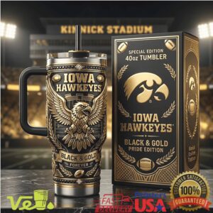 Iowa Hawkeyes Black and Gold Pride Edition Kinnick Stadium Football Tumbler