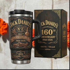 Jack Daniel's 160th Anniversary Limited Edition Black & Gold Tumbler with Handle