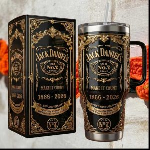Jack Daniel's “Make It Count” 160th Anniversary Filigree Gold & Black Tumbler