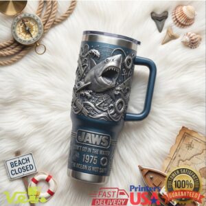Jaws 1975 Don't Go In The Water Classic Horror Movie Shark Stainless Steel Insulated Tumbler