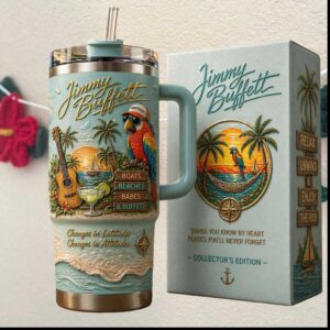 Jimmy Buffett Changes in Latitudes Attitudes Tropical Beach Parrot Collector's Edition Gift Tumbler