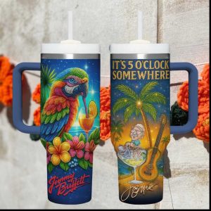Jimmy Buffett It's 5 O'Clock Somewhere Tropical Parrot 40oz Tumbler