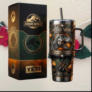Jurassic World Rebirth of Dominion T Rex Embossed 40oz Collector Tumbler
