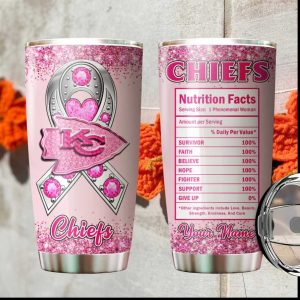 Kansas City Chiefs Breast Cancer Awareness Pink Ribbon Nutrition Facts Tumbler
