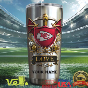 Kansas City Chiefs Custom Name Luxury Crimson & Gold 40oz Insulated Tumbler